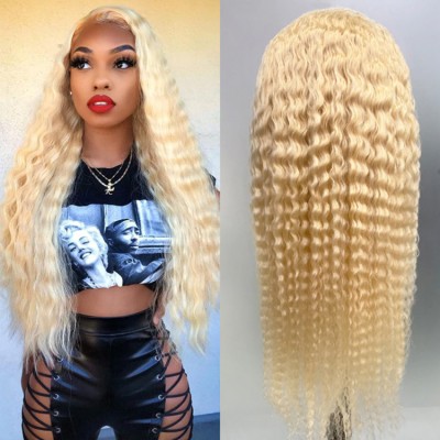 Wholesale Brazilian Virgin Hair 613 Blonde Deep Wave Lace Frontal Human Hair Wigs with Baby Hair