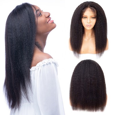 Wholesale Italian Yaki 360 Lace Frontal Full Lace Wig  for Black Women 150 Density Pre Plucked Remy Human Hair Wigs