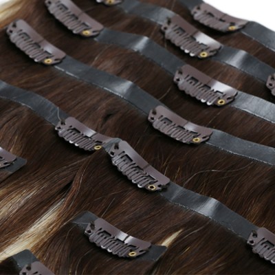 Nice Quality PU Weft Seamless Clip in Human Hair Extension