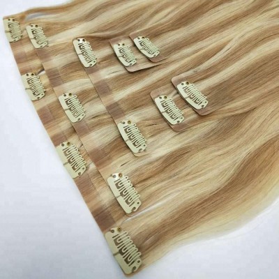 Russian Remy Human Hair Invisible Seamless Clip in Hair Extension