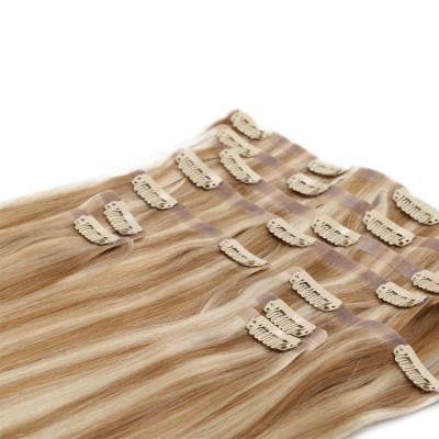 Clip in hair extension seamless remy brazilian hair ombre color full head pieces