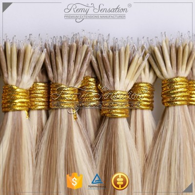 20" Piano Color European Double Drawn Nano Ring Tip Remy Hair Extension