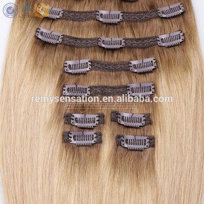 Luxury 100 indian double drawn remy virgin great lengths 7 pieces clip in hair extension