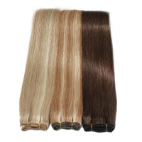 Human hair weave weft with long flat hand tied virgin remy hair extensions seamless invisible PU skin weft