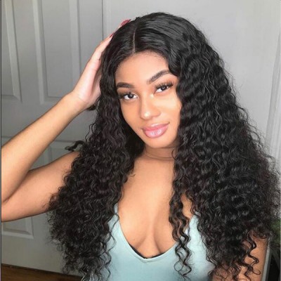 130% density Brazilian Full Lace Human Hair Wigs For Black Woman With Baby Hair Water Wave  Pre Plucked Natural Hairline